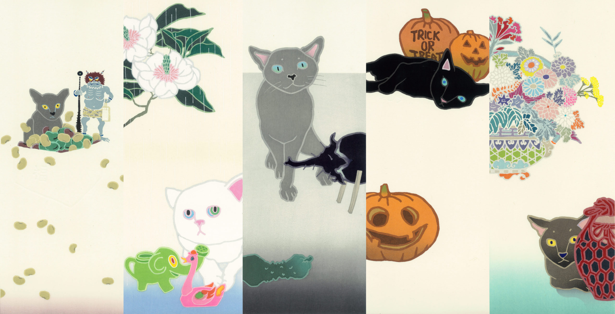 ミヤケマイ 木版画 -B面の猫 | YUKIKOMIZUTANI