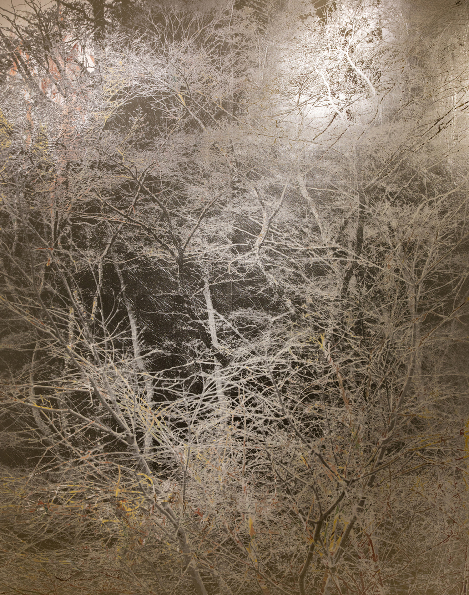 Mirage #18 棉絮, 丙烯颜料, 银箔, 铝箔纸 200×160cm 2019