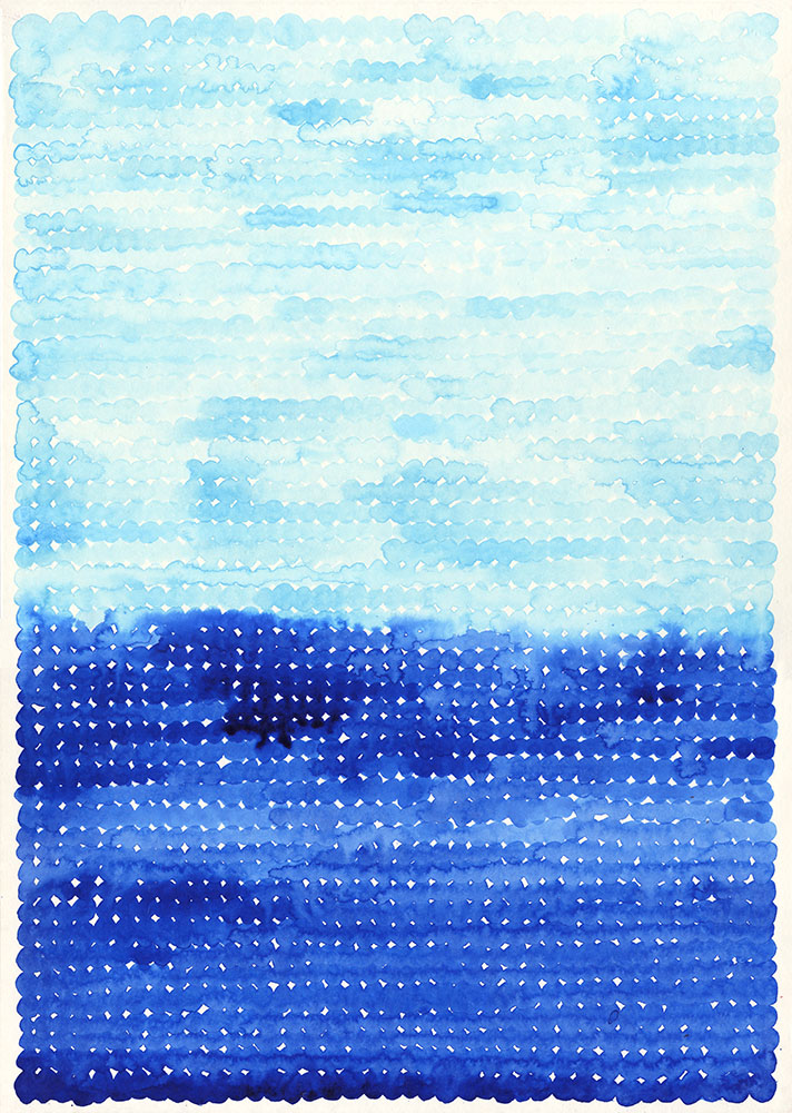 Untitled  h515×w364mm ink, paper, wooden panel