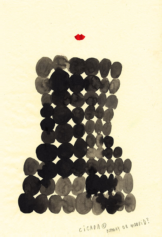 Bombay or Madrid?  h284×w195mm  インク、鉛筆、紙  2022