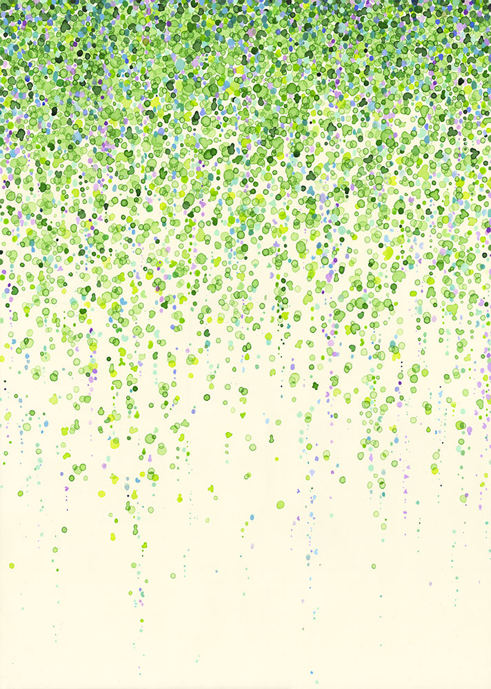 《Wisteria》，h700×w500mm，墨水，丙烯，纸张