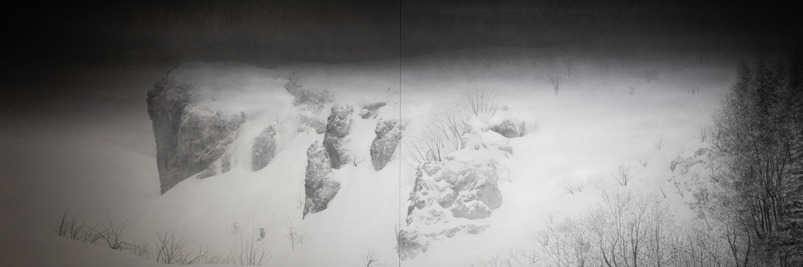 《 snowscape(蒼茫) 》Mineral pigments on paper、1300x3880mm