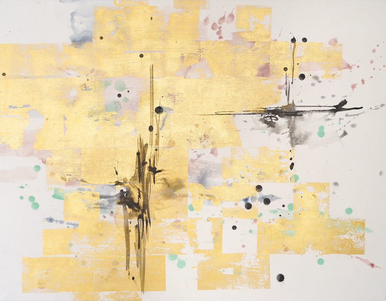 Voices Between the Snow [Kita-Karuizawa]　Gold leaf ink, mineral pigments on paper　910×1167mm　2025